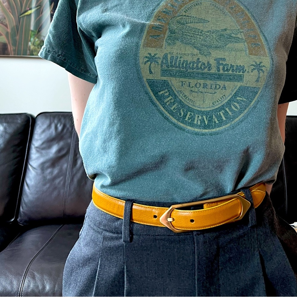 Yellow leather belt